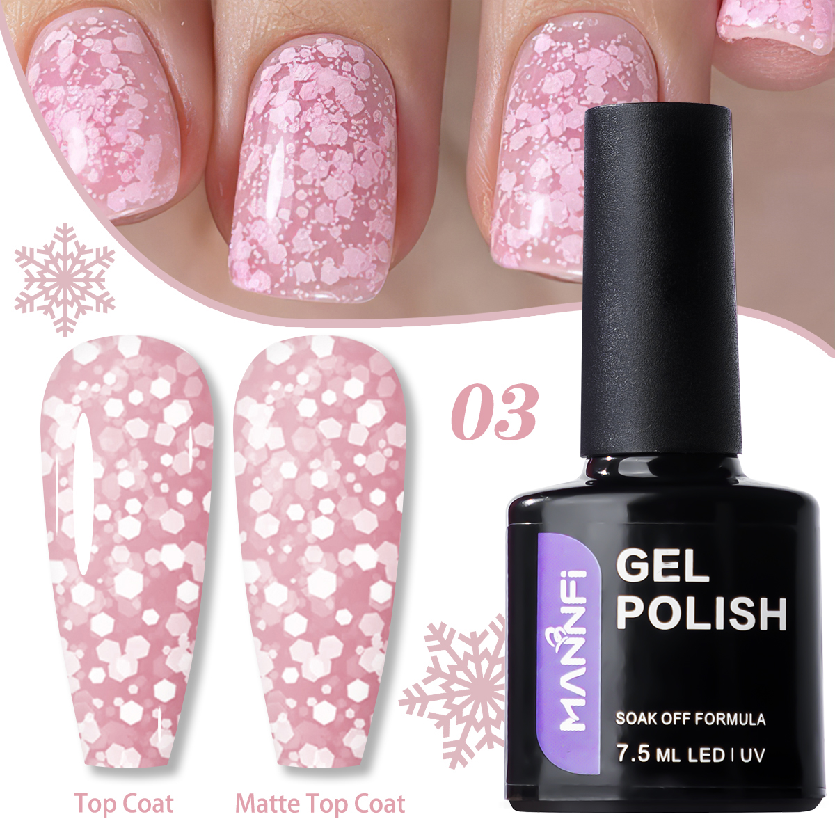 product mannfi factory top quality cheap price nail suppliers long lasting uv gel nail polish snowflake in stock 8 colors-7