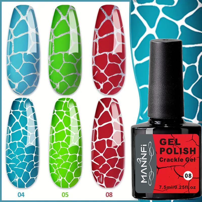 MANNFI Nail supplier Nail Art Product High Pigment Cracking Gel Manicure Semi Permanent Gel Polish Uv Led Nail Crackle Gel manufacture