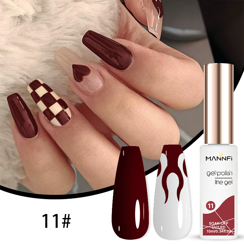 MANNFI DDP Service Factory Nail Painting Art Gel Polish Soak Off Uv Led 12 Colors Drawing Liner Gel Set Nail Product supplier