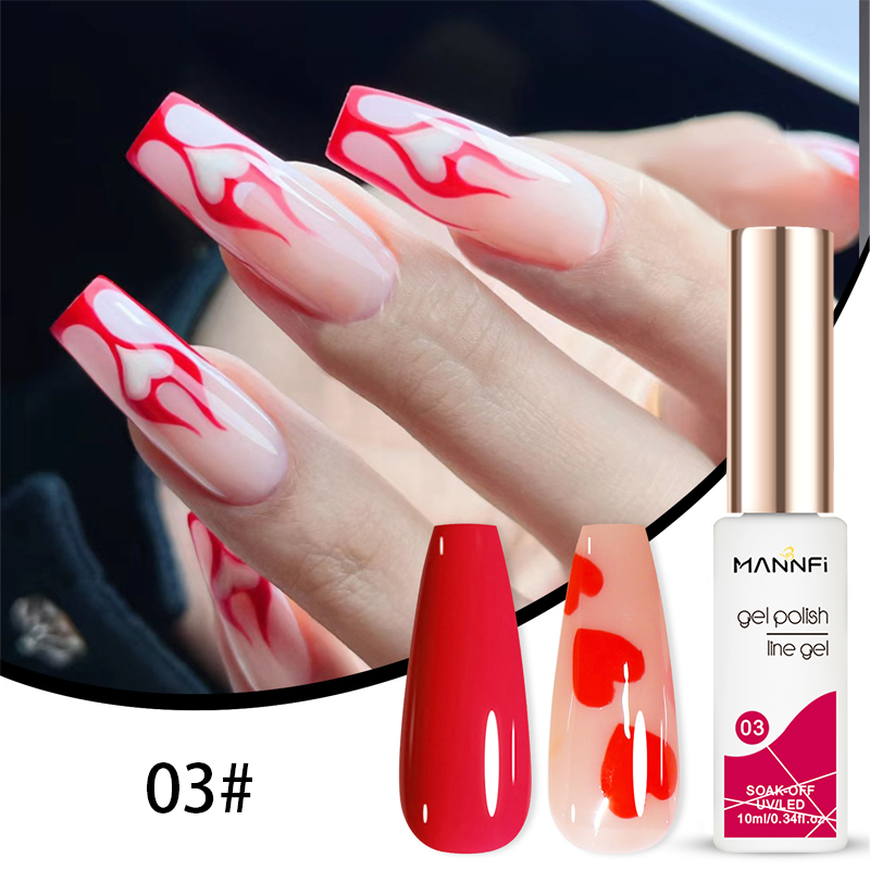 MANNFI DDP Service Factory Nail Painting Art Gel Polish Soak Off Uv Led 12 Colors Drawing Liner Gel Set Nail Product factory