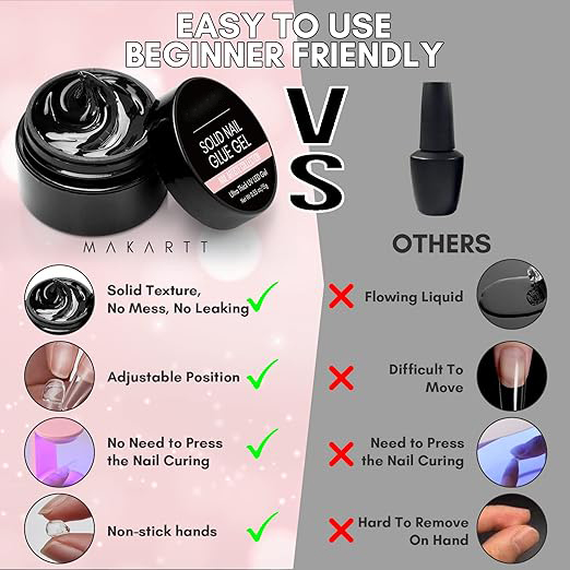product mannfi nail factory 5 in 1 solid non sticky uv gel nail glue clear color press on gel that doesnt turn yellow bulk item-8