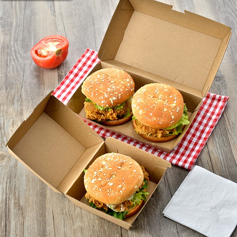 Corrugated kraft paper box for hamburger