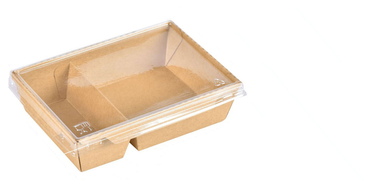 Two compartment lunch box with clear PET lid FOR take away food details