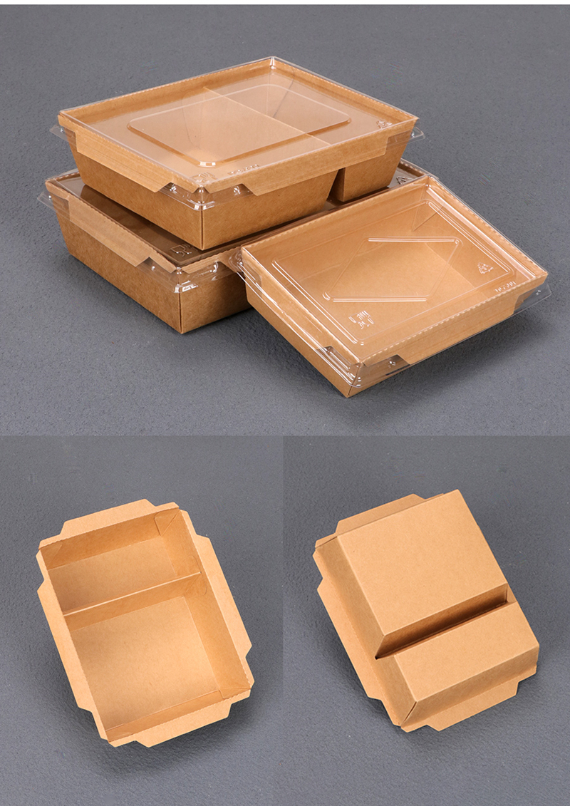 Two compartment lunch box with clear PET lid FOR take away food manufacture