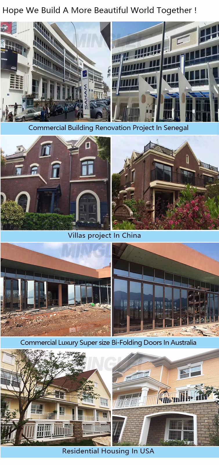 Minglei European style Upvc windows double glass sliding pvc window supplier