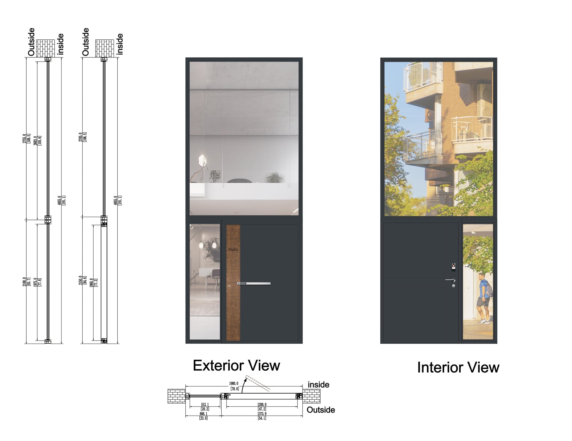 Modern Swing Opening Front Entry Doors Wood Aluminum Alloy Metal Exterior Security Doors Exterior Doors for Houses factory