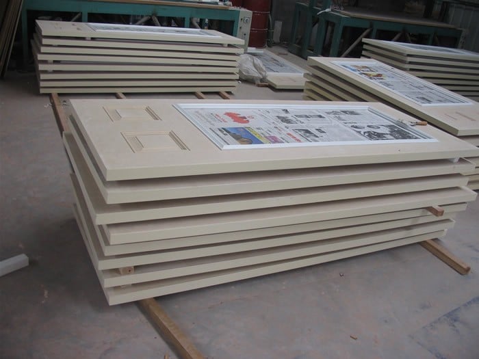 Exterior contemporary residential solid front fiberglass entry door with sidelights factory