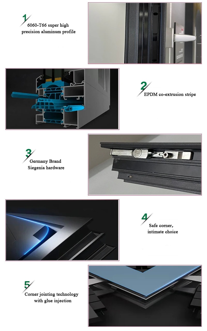 Minglei United States Energy Star Certified windows High Performance Low E Glass Tilt and Turn Window details