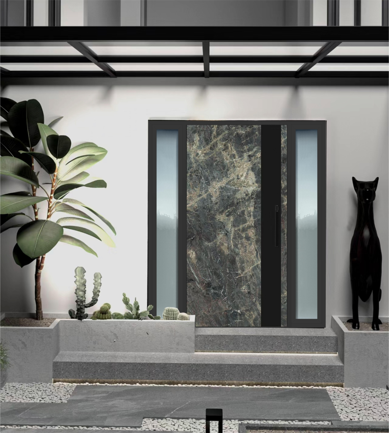 Modern Swing Opening Front Entry Doors Wood Aluminum Alloy Metal Exterior Security Doors Exterior Doors for Houses manufacture
