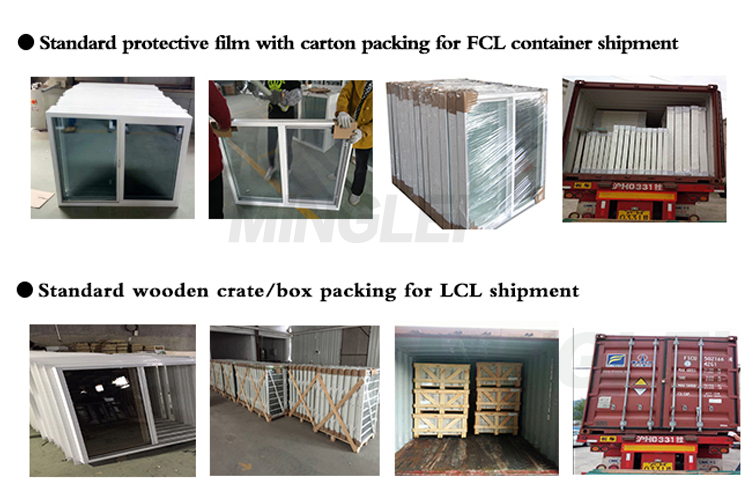 Minglei European style Upvc windows double glass sliding pvc window supplier