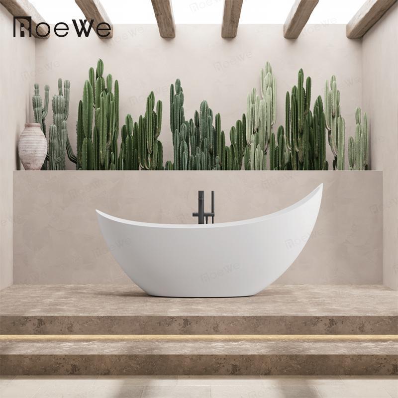 moon shape high back stone resin luxury bathtub freestanding soaking tub
