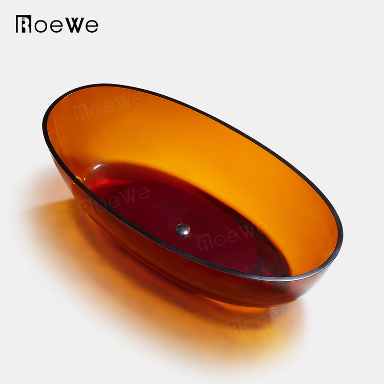 Transparent bath tub red color crystal clear resin bathtub translucent