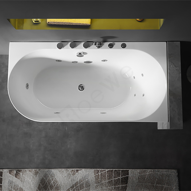 Manufacturer 2 side skirts bathtub corner whirlpool in white