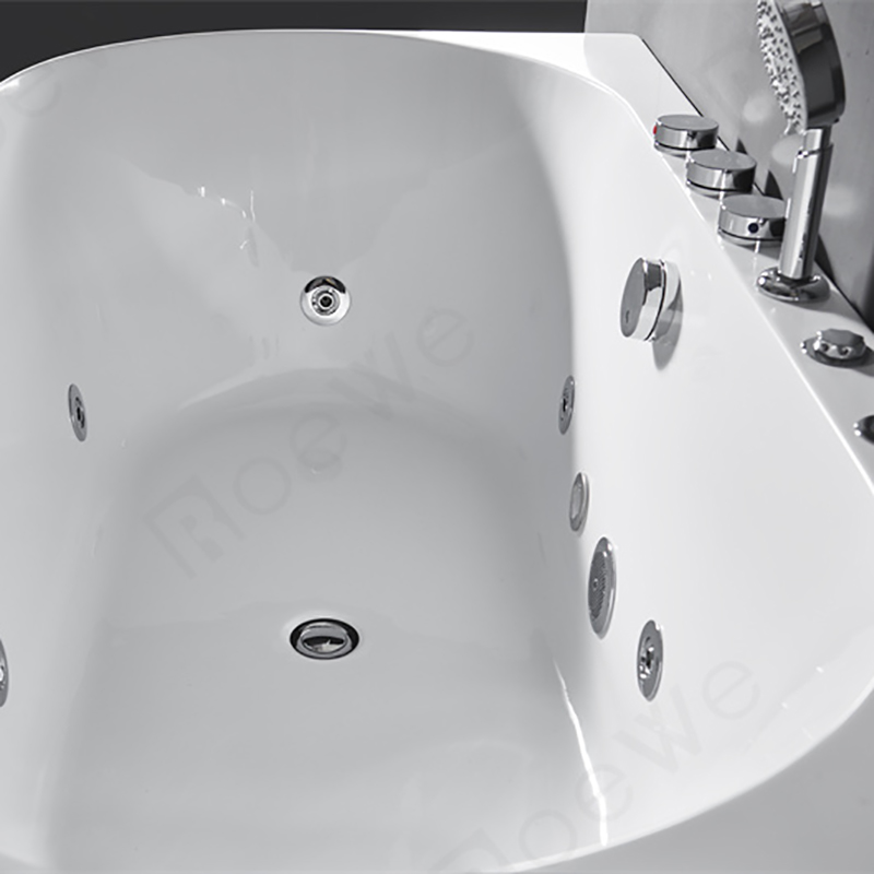 Manufacturer 2 side skirts bathtub corner whirlpool in white