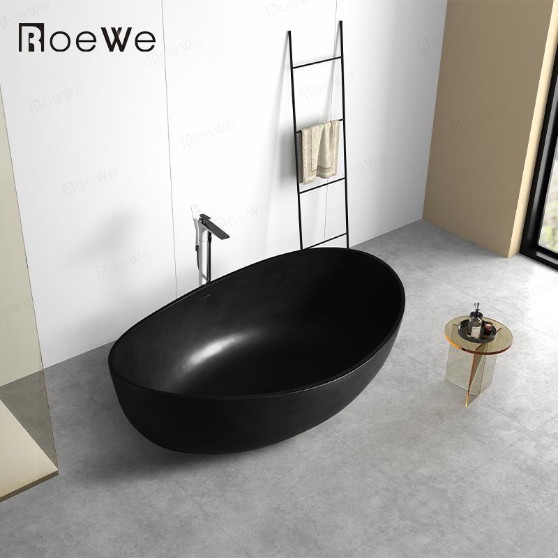 black color composite stone bathtub factory price stand alone bathtub