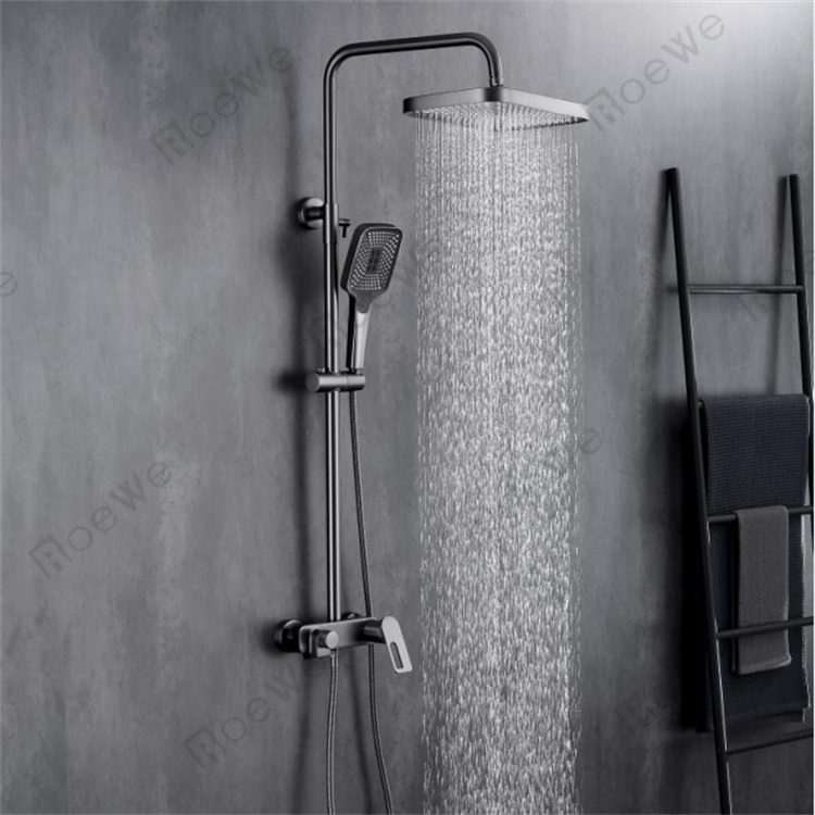 Matt grey shower tap set Luxury bathroom overhead rain shower system