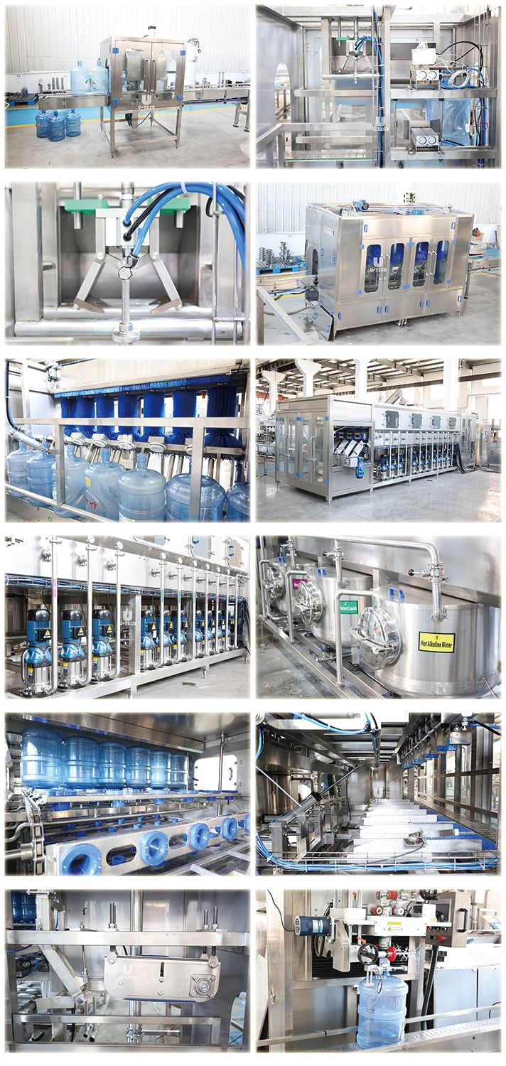 Automatic 10 16 19 liter 20 liter 5 gallon barrel bottle water washing filling machine line factory