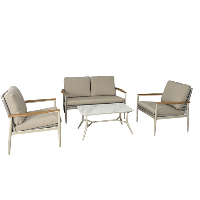 2025 Trendy Patio Sofa Set 4-Piece Metal Frame Outdoor Garden Furniture