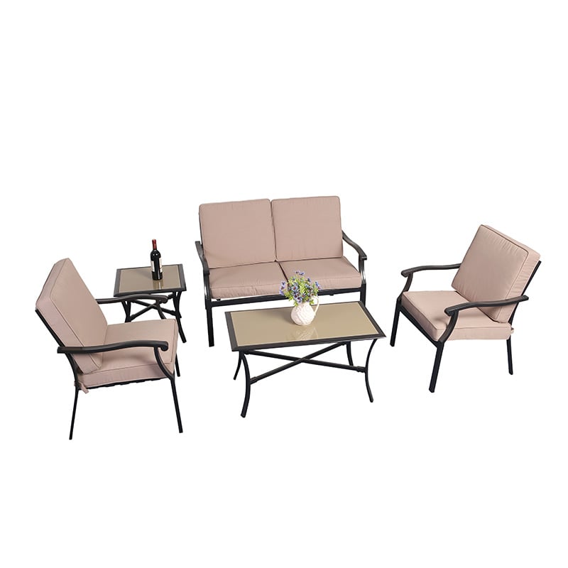 All-Weather Outdoor Metal Dining Set Cast Aluminum Chairs and Sofa