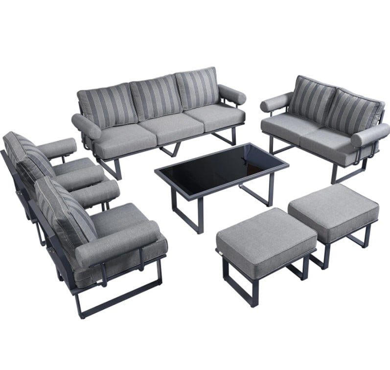 2025 Top Selling Outdoor Aluminum Leisure Sofa Set with Curved Design Modern Alloy Patio Furniture