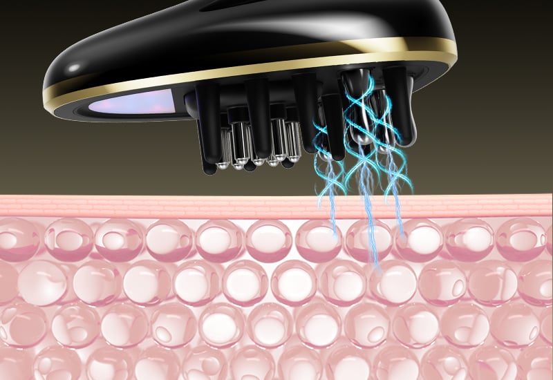 Perfect Hair Loss Treatment 6 in 1 RF EMS Vibration RED Light Blue Light Laser Hair Regrowth Comb details