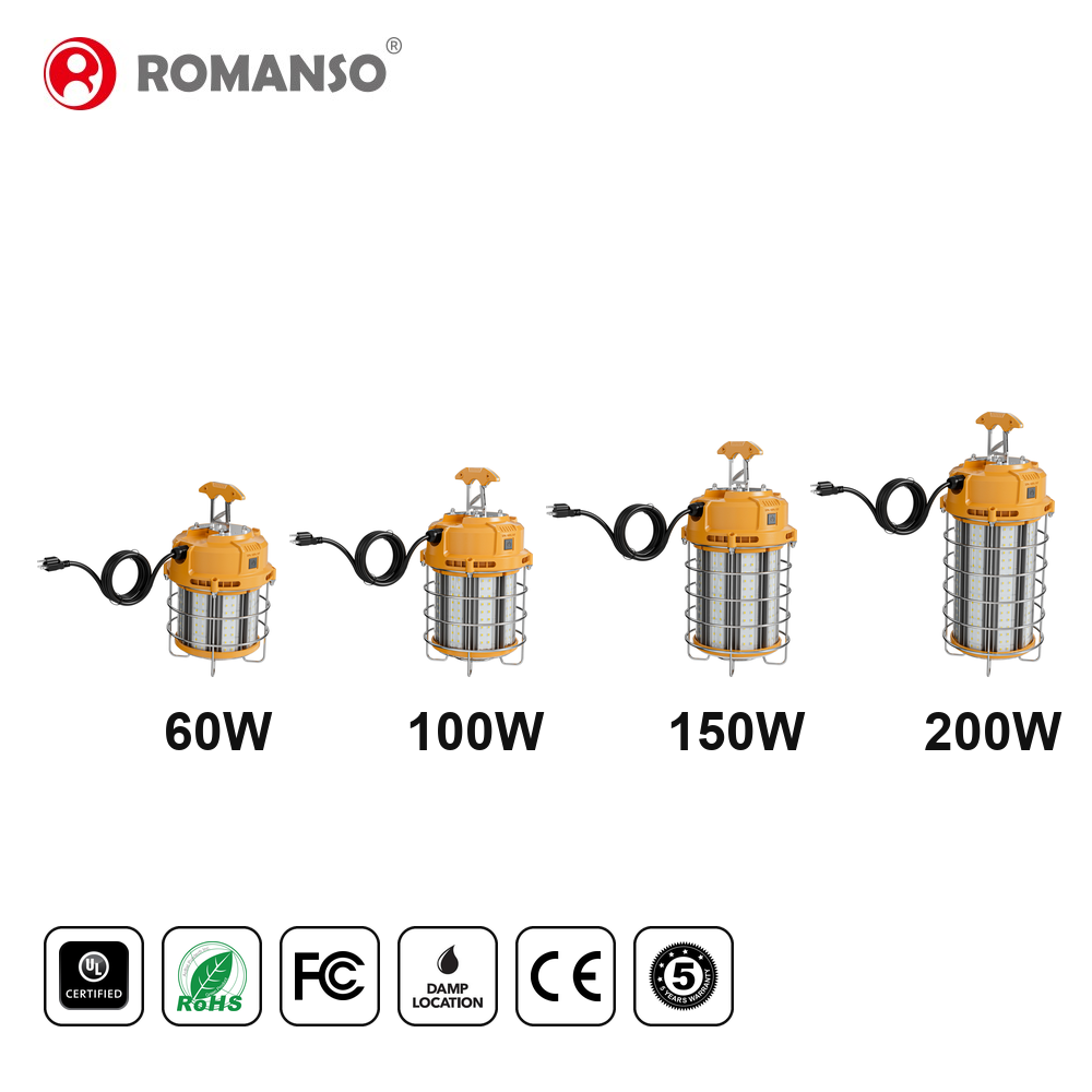 Adjustable Brightness Portable LED Work Lights:Compact Temporary Lighting with 100% and 50% Mode- Quick Install, Plug-and-Play Instant Operate