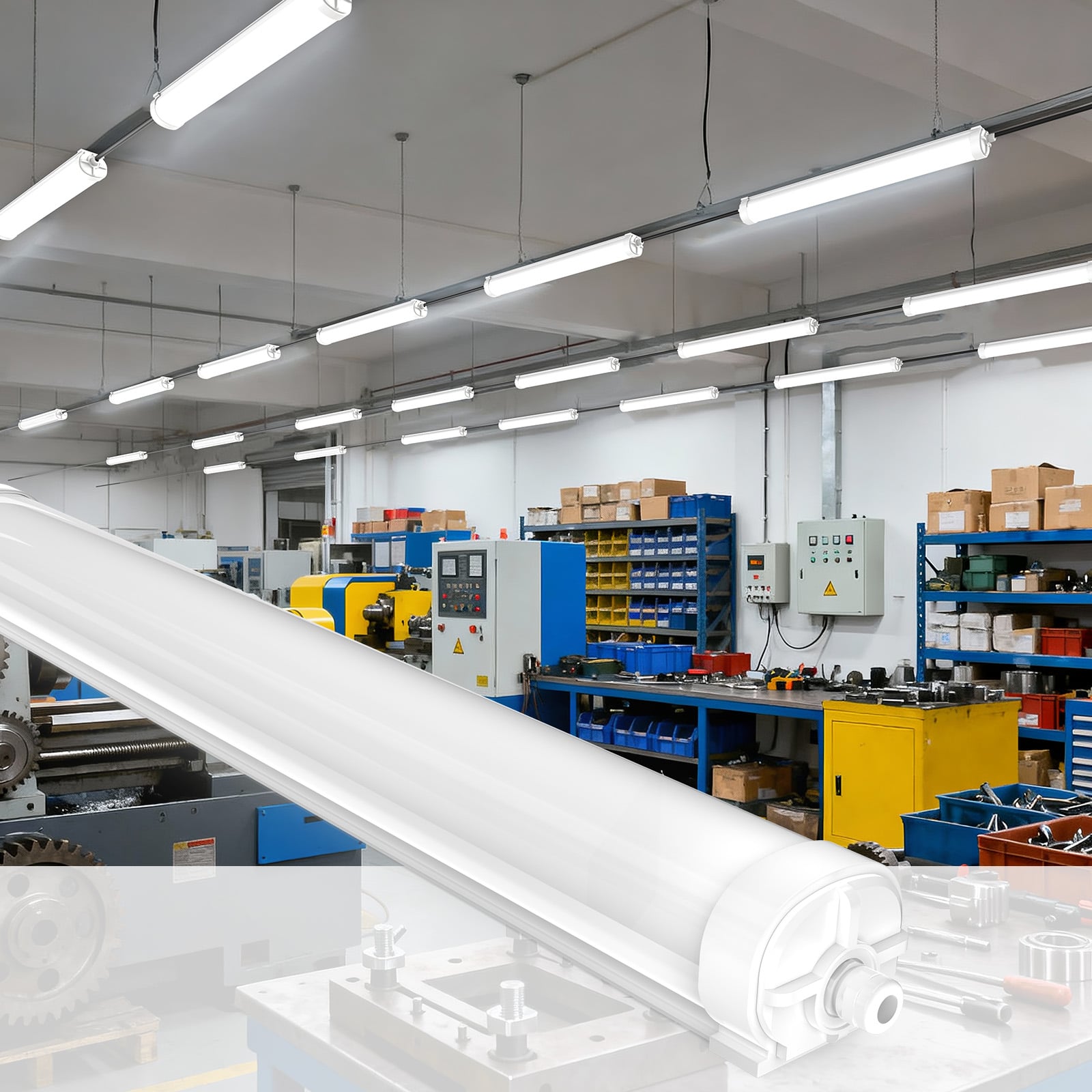 LED-tri-bevis-lys tilgængeligt i 18 W, 36 W og 45 W: Høj effektivitet på 140–150 lm/W – IP65/IK08 af støbealuminium til beskyttelse mod støv, fugt og korrosion