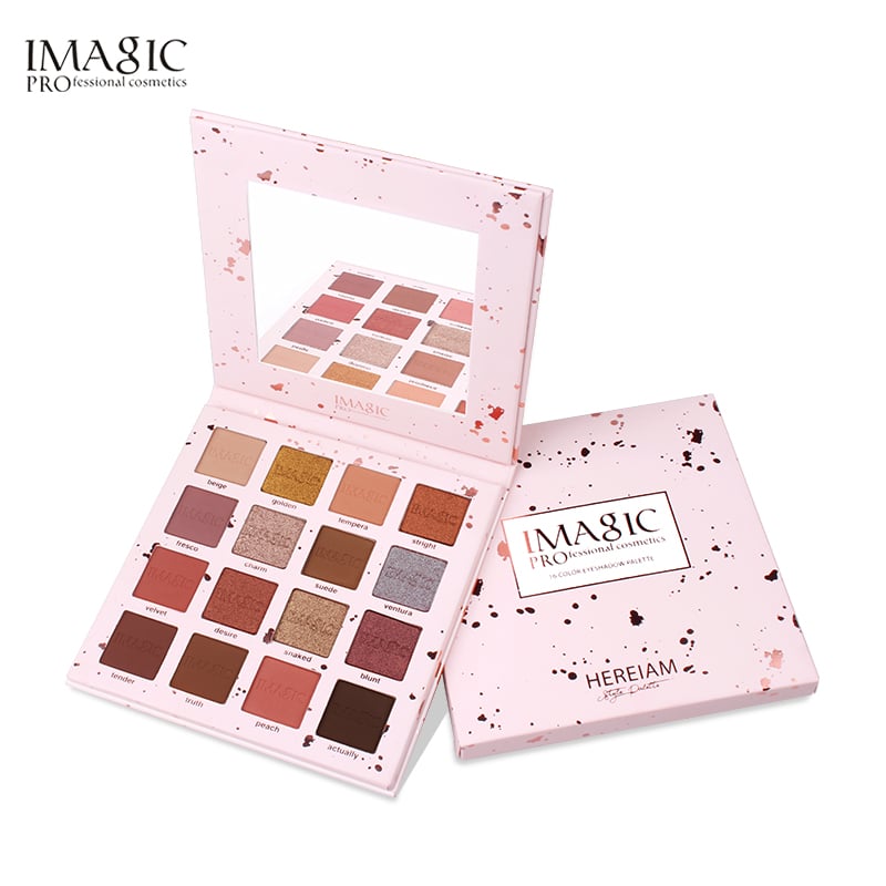 Pink Eyeshadow Palette | 16-Color High-Pigment Pink, Red & Peach Eyeshadow | IMAGIC
