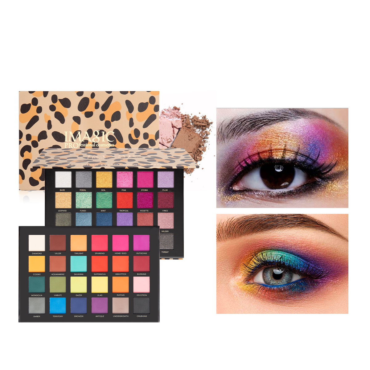 Two-Tier 48-Color Leopard Print Eyeshadow Palette