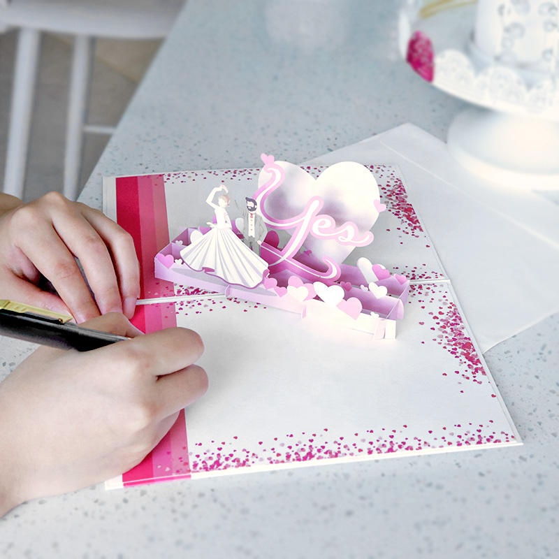 Dancing Bride and Groom Wedding 3D Pop Up Card with Music