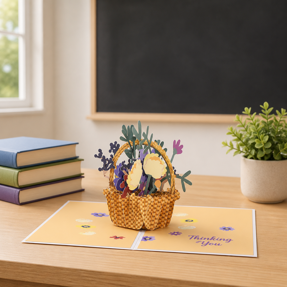 Flower Basket Thinking Of You Pop Up Greeting Card Overview.png