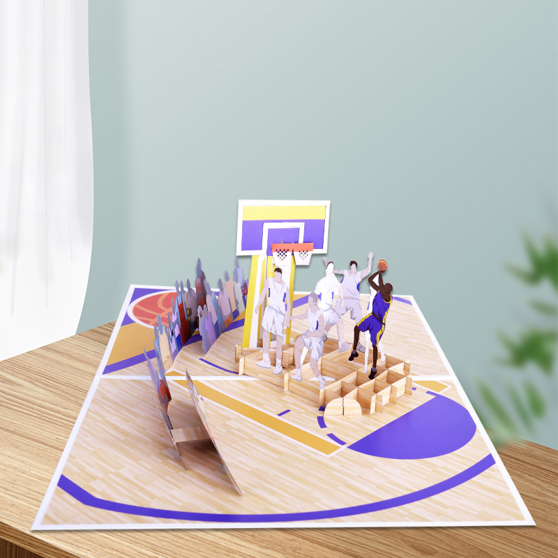 Custom 3D Basketball Pop Up Greeting Card 