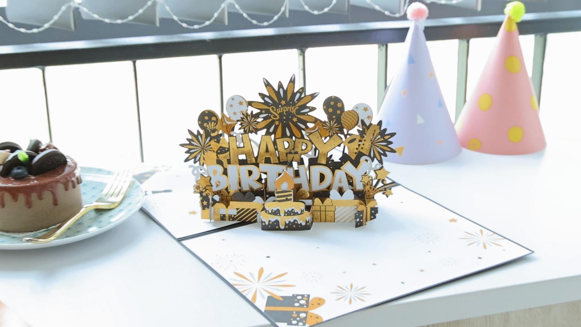 180-degree birthday Black Gold Blow Card