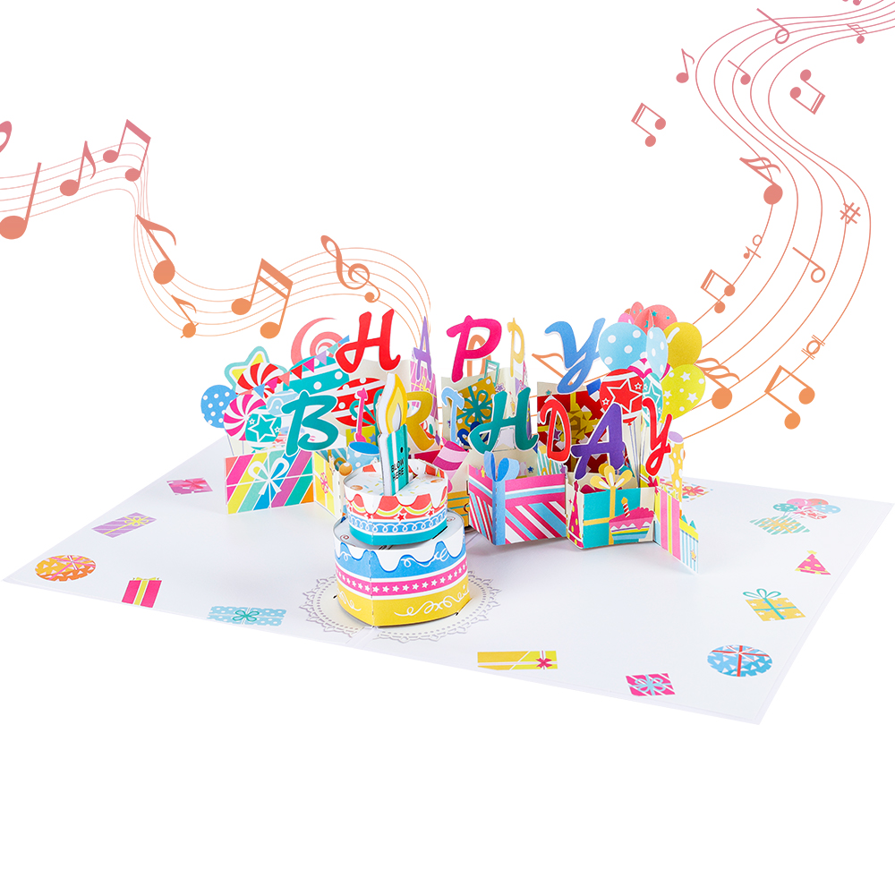 Make a Wish Birthday Cake Pop Up Card with Music