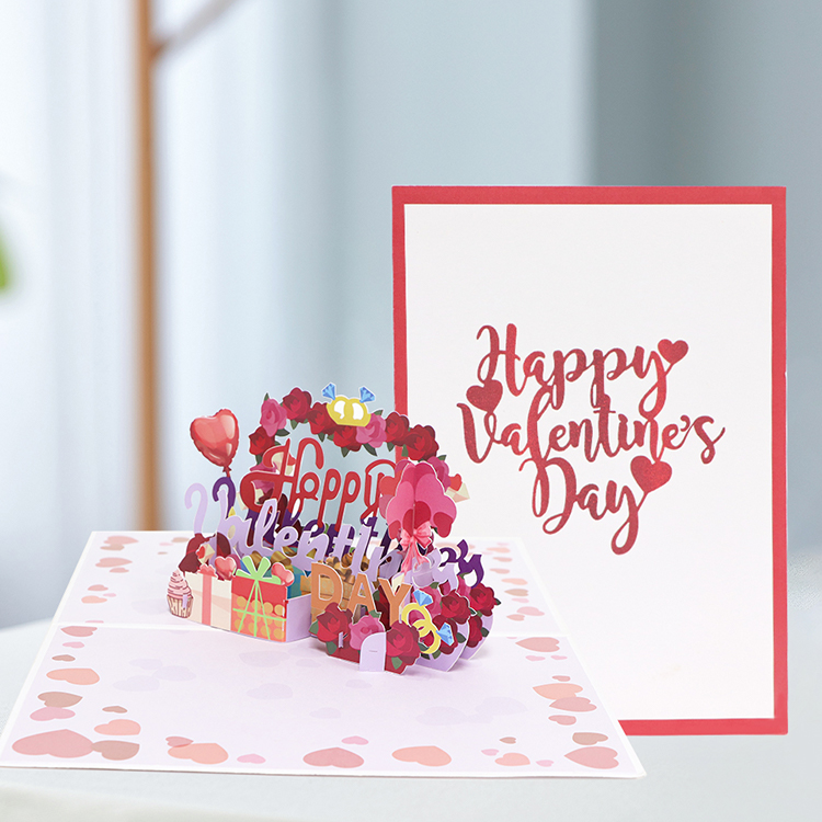 Love in Full Bloom Valentines Day Celebration Pop Up Card