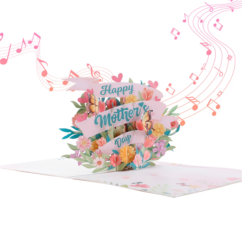 Mothers Day Floral Pop Up Card with Lights and Music