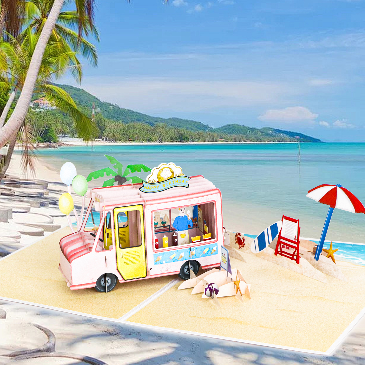Ice Cream Truck Pop Up Birthday Card
