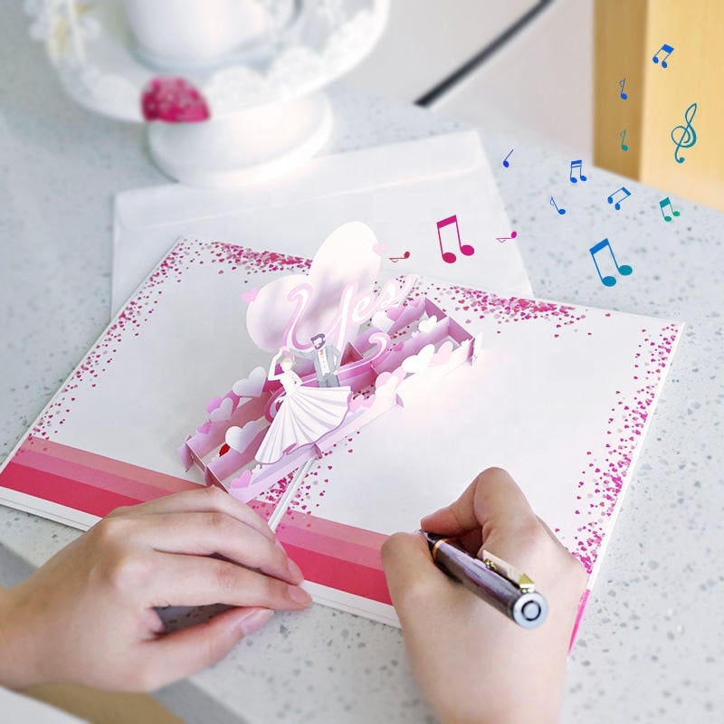 Dancing Bride and Groom Wedding 3D Pop Up Card with Music