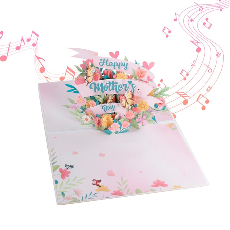 Mothers Day Floral Pop Up Card with Lights and Music