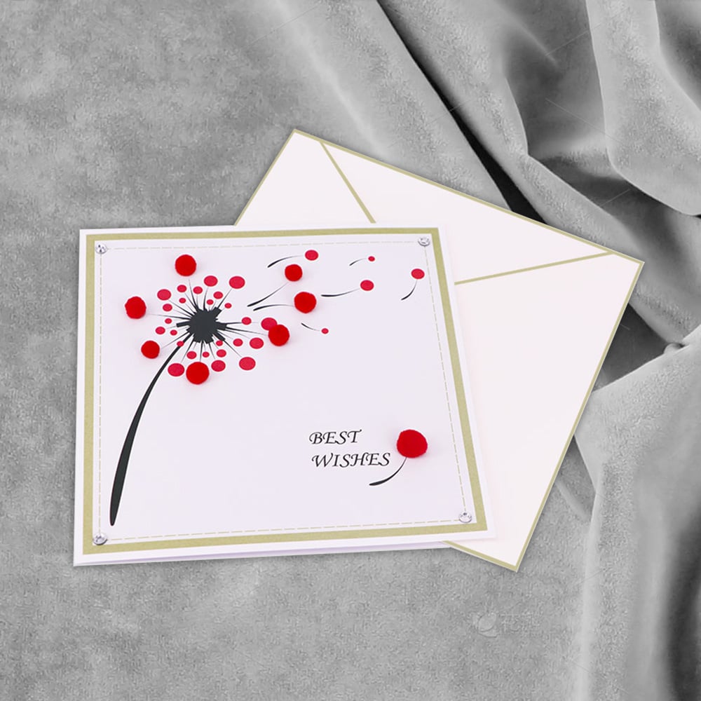 Handmade Best Wishes Greeting Card – Elegant Flat Handmade Greeting Card for Congratulations and Blessings