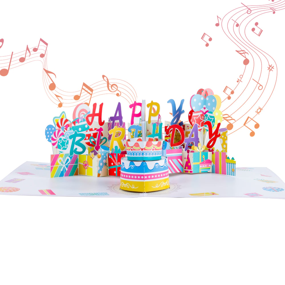 Make a Wish Birthday Cake Pop Up Card with Music