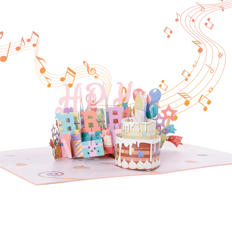 Birthday Cake Pop Up Card with Music and LED Lights