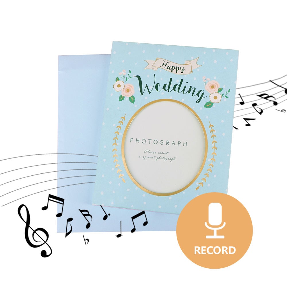 Recordable Wedding Greeting Card with Photo Frame – Custom Musical Wedding Card with Voice Recording
