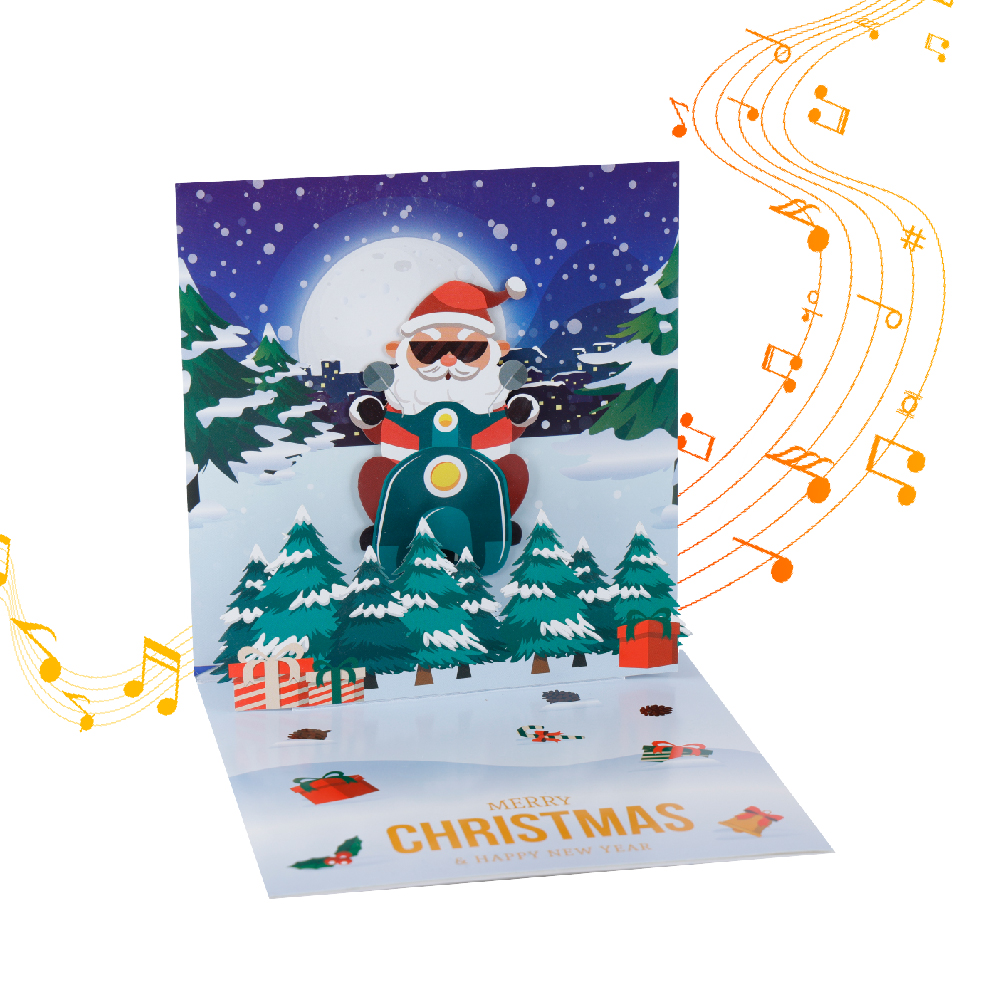 3D Pop-Up Christmas Card Swinging Santa Music Card