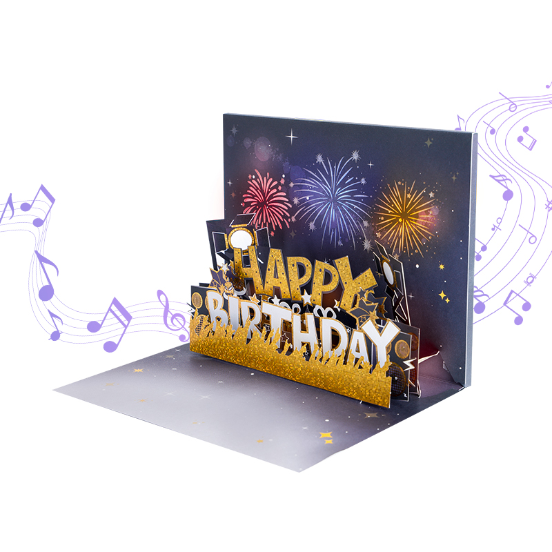 Firework Musical Pop Up Birthday Card with LED Lights