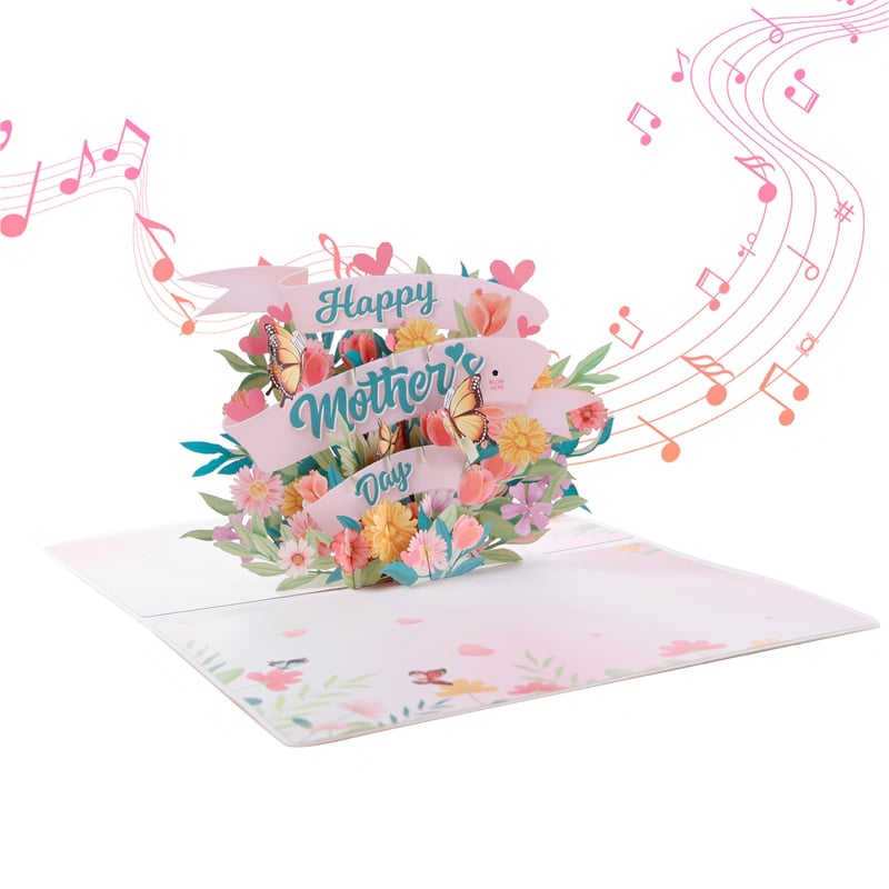 Mothers Day Floral Pop Up Card with Lights and Music