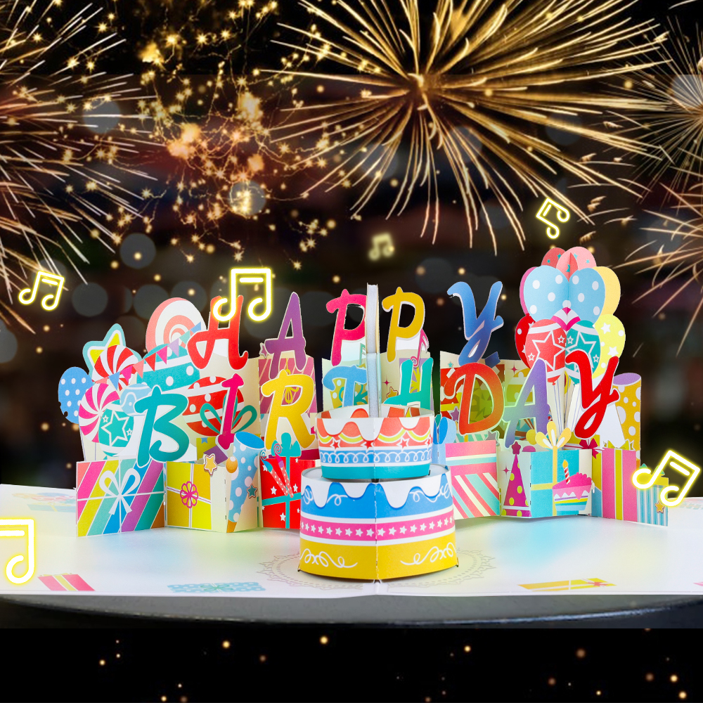 Make a Wish Birthday Cake Pop Up Card with Music