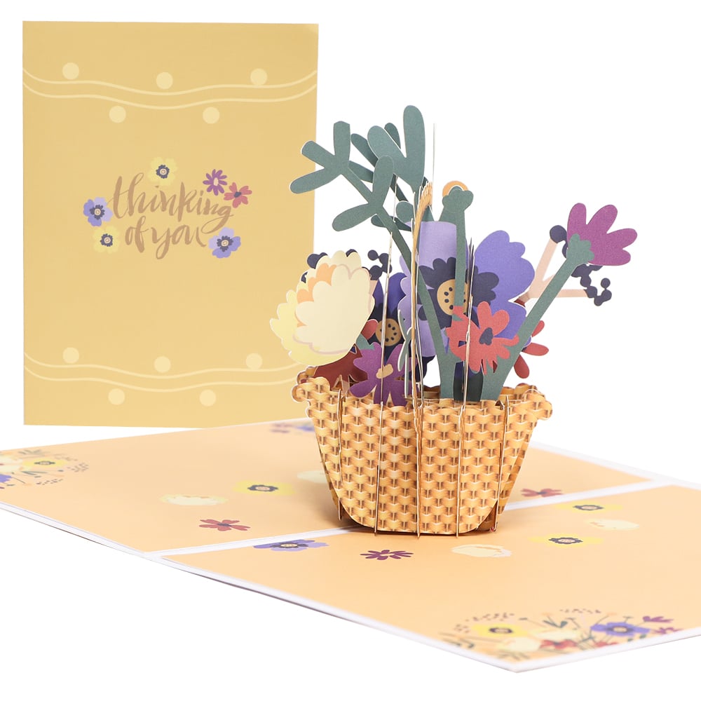 Flower Basket Thinking Of You Pop Up Greeting Card