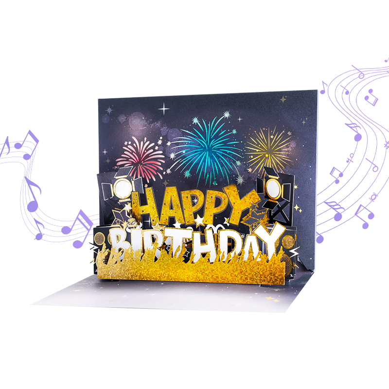 Firework Musical Pop Up Birthday Card with LED Lights