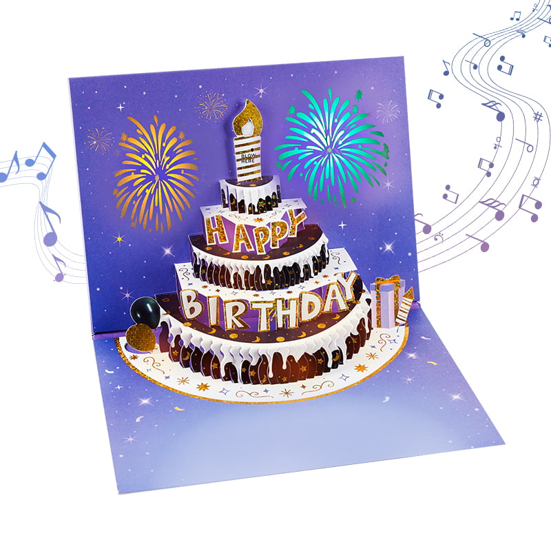 LED Pop Up Birthday Greeting Card with Sound